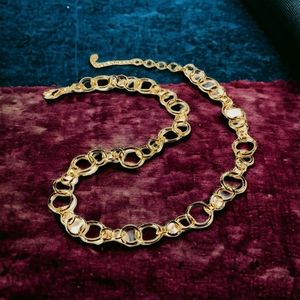 NWT Amrita Singh Elegant Gold Tone Brass Chain Link Necklace